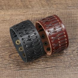 Fashion Black Men Charm Bracelet Leather Genuine Braided Punk Rock Bangles Jewellery Accessories Friend Best Gift Wholesale