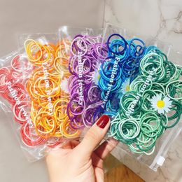 100PCS/Pack Girls Cute Candy Colorful Basic Elastic Hair Bands Rubber Band Scrunchie Kids Fashion Hair Accessories