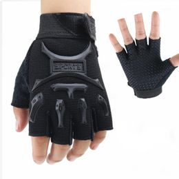 Winter Children Sport Gloves For Training With Wrist Support Fitness Half Finger Warm Riding Motorbike Mittens