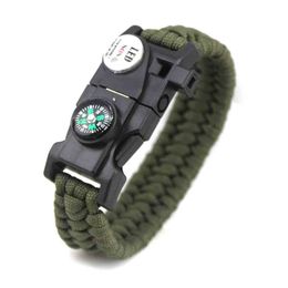 Outdoor Emergency compass Bracelet Paracord with Whistle Knife and Scrape