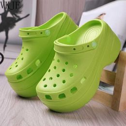 2021 Summer Green Platform High Heels Sandals Non-slip Wedges shoes for Women 10 cm Increase Fashion Garden Shoes Y0721