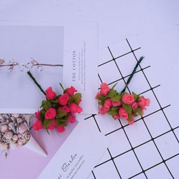 144pcs/bag Mini Silk Roses Diy Wreath Gifts Artificial Flowers For Christmas Decoration Home Wedding Bridal Fake Flowers jllgnu