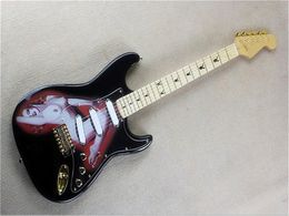 Factory Custom Black Electric Guitar with White Pickguard,Golden Hardwares,3S Pickups,offer Customised