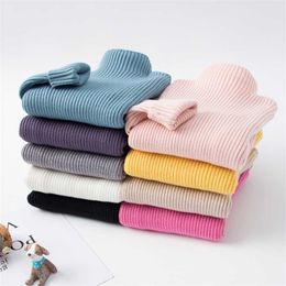 Baby Sweater for Girls Boys Solid Turtleneck Bottoming Shirt 2021 Autumn Winter New Thicken Warm Kids Clothes Boys Outfits Y1024