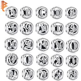 BELAWANG Vintage Letter A-Z Beads Fit Original Pandora Charms Bracelet 925 Sterling Silver Alphabet Beads DIY Jewellery Making Q0531