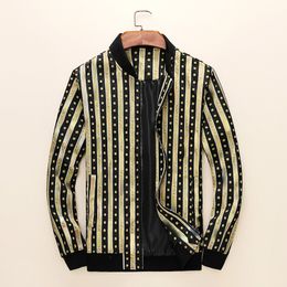 Fashion Printing Gold and Black Striped Men's Jacket Designer Brand Coats Warm Bomber Jackets Parkas Windproof Outwear for Man