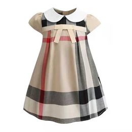Baby Girls Dress Kids Lapel College Short Sleeve Pleated Shirt Skirt Children Casual Designer Clothing Kids Clothes Baby Dress3