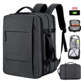 Large Capacity Expandable Men Backpack USB Charging Male Laptop Bagpack Waterproof Business Travel Back Pack Luggage Bags 210929