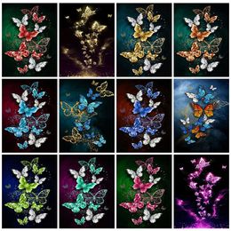 HUACAN Painting Kit Animal Pictures Of Rhinestones Diamond Embroidery Cross Stitch Butterfly Mosaic Handmade Gift