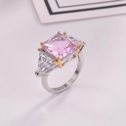 Cluster Rings MENGYI Classic Fashion Pink Square Zircon 925 Ring Women's Minimalist White Gold Wedding High Grade Jewellery Kpop Bague