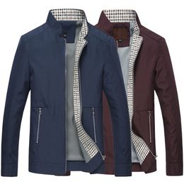 Drop Business Men Jacket Zipper Coat Spring Autumn Stand Collar Plus Size Slim Pocket Jackets 220301