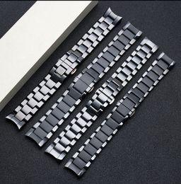 Wholesale 22mm 24mm Ceramic Watch Chain Black Ceramic Band Glossy with Deployment Clasp Bracelet for AM1451 AM1452