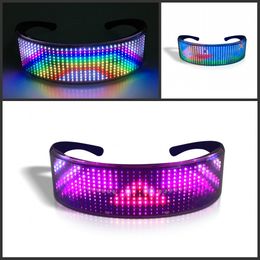 LED Shining Glasses Birthday Party Bluetooth Light Up Glasses Halloween Bar Performance Prop APP Full-color Luminous Glasses