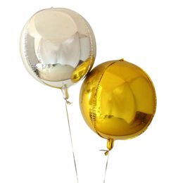 1pc Party Pure Gold Sliver Round Shape Ballon Foil Balloons Wedding Decoration Happy Birthday Inflatable Toys Air Balloon 22inch