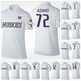 Washington Huskies Trikot Weißes Polo 1 John Ross Browning Bierria Pettis Gaskin Scott McIntosh 36 Azeem Victor 50 Vita Vea 72 Trey Adams