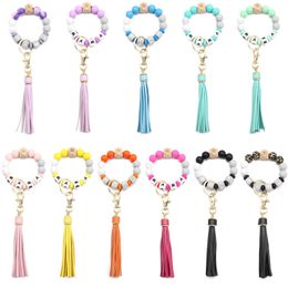 2022 EU US Fashion Silicone Beads MAMA Bracelets Toys Alloy Keyring Food Grade Wristbands Beech party favor Tassel Key Chain Pendant Leather NANA Bracelet Jewelry