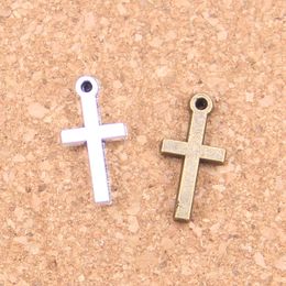 160pcs Antique Silver Plated Bronze Plated christian cross Charms Pendant DIY Necklace Bracelet Bangle Findings 9*19mm