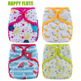 5Pcs U Pick Happy Flute Diaper Cover One Size Cloth Diaper PUL Breathable Reusable Diaper Covers for Baby Fit 8-35 Pounds 210312