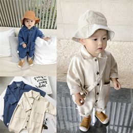 Soft Denim Baby Romper Solid Infant Newborn Jumpsuit Babies Boys Costume Cowboy Fashion Jeans Children Clothes 210309