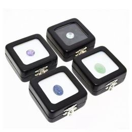 50pcs/lot Black PU Leather Diamond Box Gem Jewellery Empty Display Boxes Gem Stone Organiser Holder Gift Box 5.6*5.6*2.3mm
