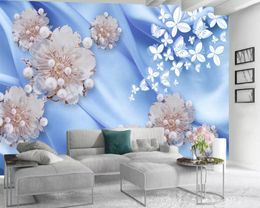 Wallpaper Paper Exquisite Pearl Flower 3d Wallpaper Premium Atmospheric Interior Decoration Modern Mural 3d Wallpaper