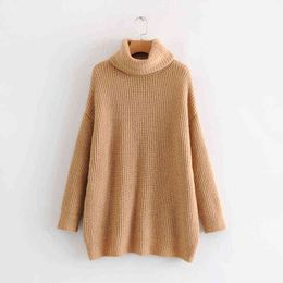 Fashion-[IEQJ] Autumn And winter Pattern Turtleneck Collar Long Sleeve Solid Knitting Pulloveres Casual Sweater Women 19C-a117