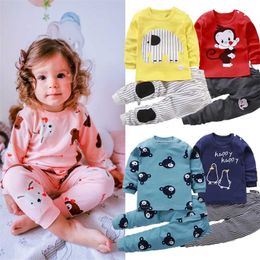 Autumn Pyjamas For Children Long Sleeve Cotton Suit Cartoon Animal Clothing Baby Pyjamas Set Sleepwear Christmas 10T 211130