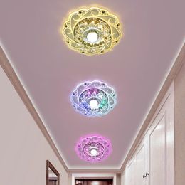 Downlights LED Colorful Downlight Recessed Crystal Light 9W Spotlight Round Ceiling Lamp Surface Mount Decor For Living Room Entryway