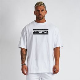 Oversized Loose Fit Short Sleeve T Shirt Men Sportswear Fitness lifestyle T-shirt Summer Brand Gym Clothing Workout Tshirt 210716