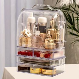 clear drawer makeup organizer UK - Storage Boxes & Bins Transparent Makeup Organizer Multi-functional Jewelry Cosmetic Box With Drawer Dustproof Bathroom Clear Make Up Holder