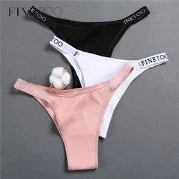 FINETOO 3Pcs/set Women Thongs Fashion Letter Cotton Panties M-XL Female Underpants Ladies Sexy Underwear Women Bikini Panty New Y0823