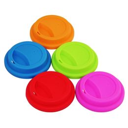 Silicone Cup Lids 9cm Anti Dust Spill Proof Food Grade Silicone Cup Lid Coffee Mug Milk Tea Cups Cover Seal Lids 13 Colours HHA761 39 V2