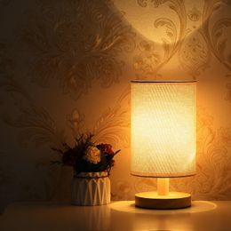 Table Lamps Solid Wood Lamp Room Decor Desk Light Led Lighting Lampshade Fixture For Study Bedroom Living RoomTable