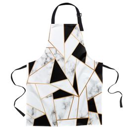 Aprons Marble Texture White Black Square Apron Woman Adult Bibs Home Cooking Baking Coffee Shop Canvas Kitchen Accessory