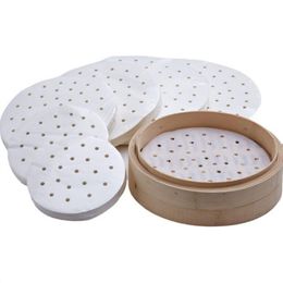 7 Inches Practical Cooking Paper Bamboo Steamer Dim Sum Paper Non Stick Restaurant Kitchen Under Steam Mat 6000pcs