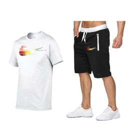 Mens Shorts Designer Tshirts Summer Sports Suits Casual 100% Cotton Two Piece Tracksuit Set Print Sweatsuit Track Training Clothing S-2XL