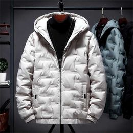 Warm Thick Men Parka Jacket Winter Casual Hooded Outerwear Coats Windbreaker Male Windproof Down Jacket Solid Hip Streetwear 211216