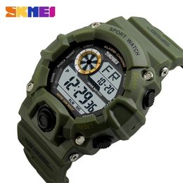 SKMEI Outdoor Sport Watch Men Alarm Clock 5Bar Waterproof Military es LED Display Shock Digital reloj hombre 1019 210804