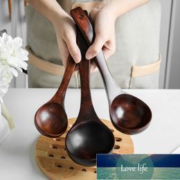 1pc Long Spoons Wooden Korean Style Natural Wood Handle Round for Soup Cooking Mixing Stirrer Home Kitchen