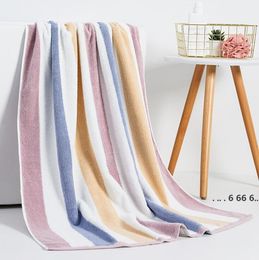 newBath Towel Pure Cotton Colour Striped Bath Towels Thick Coral Fleece Towels Bath Towels Velvet Body Wrap Robe Bathrobe Quick Drying EWC663