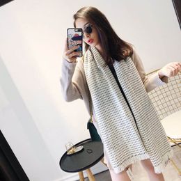 2021 new winter ladies scarf wool cashmere wool knitting ladies high quality scarf winter poncho black and white 2 colors scarf