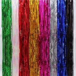 Party Decoration 2M*1M Foil Curtains Metallic Tinsel Curtains, Fringe Shimmer Curtain Door Window For Birthday Wedding