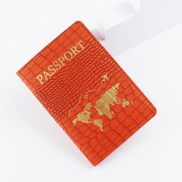 10pcs Card Holder Travel Crocodile Grainleather Map Prints Passport cover Mix Colour