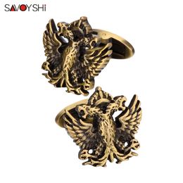 SAVOYSHI 2 colors available Shirt Cufflinks for Mens High quality Vintage Metal Double-headed eagle Cuff links Brand Jewelry