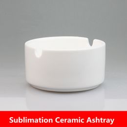 Sublimation Blanks 8CM*2.4CM Ceramic Ashtrays Heat Transfer Printing DIY Round Ashtray Custom Logo Tobacco Ash Trays Hotel Restaurant Suppliers Home Living Room