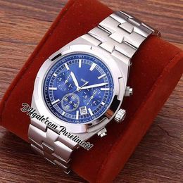 Overseas 5500V A21J Automatic Mens Watch 42mm Blue Dial White Stick Markers Date Stainless Steel Bracelet Sports Watches 8 Styles Puretime01 E136b2