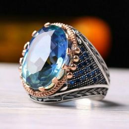 Wedding Rings CAOSHI Luxury Large Gorgeous Inlaid Sky Blue Oval Cubic Zirconia Jewellery Accessories Fashion Engagement Ring Party Gift