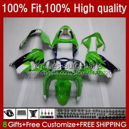 Injection mold Fairings For KAWASAKI Green blue NINJA ZX 9R 900 CC ZX9 9 R 98-03 Bodywork Kit 25No.44 ZX900 ZX9R 00 01 02 03 ZX-9R ZX-900 900CC 2000 2001 2002 2003 OEM Bodys