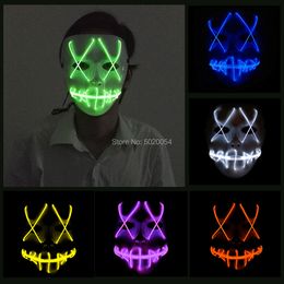 Costume Accessories Event Gifts DJ Glowing Led Mask Horror Clown Light Up EL Mak for Carnaval Cosplay Party Club Bar