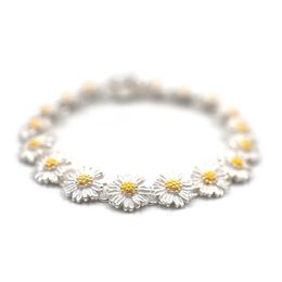 Ins star the same GD 925 sterling silver daisy anti-war bracelet, high sense bracelet, hip hop trend necklace, couple accessories
